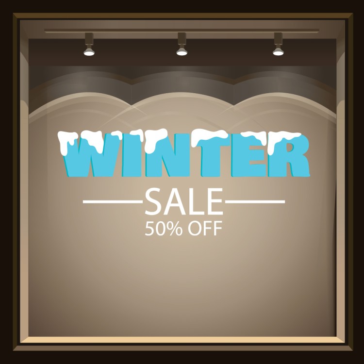 Αυτοκόλλητο Βιτρίνας Snow Winter Sale blue